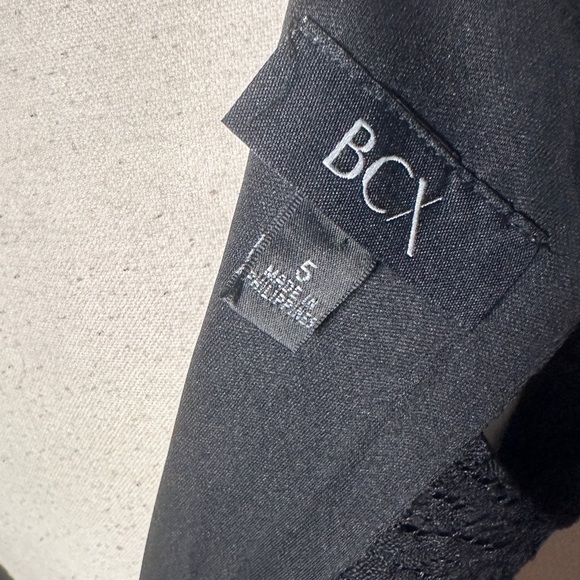 BCX Black Lace Mini Dress Stretchy A-Line w/ Crochet Waist Feminine Minimalist - Picture 12 of 15